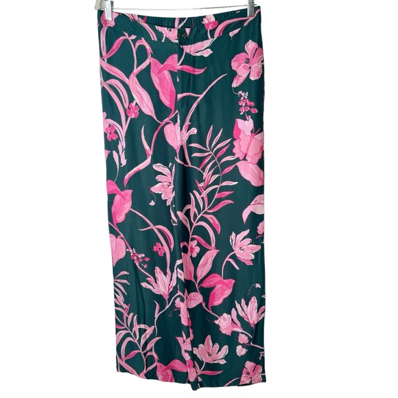 Anthropologie Floral Palm Wide Leg Vacation Pants Size 12 - Picture 2 of 9